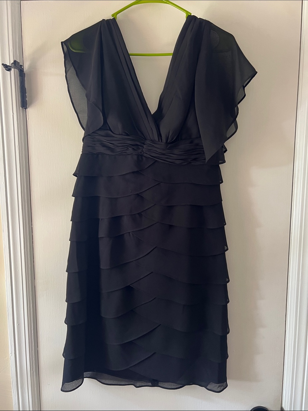 Scarlett Nite Black Layered V-Neck Midi Dress